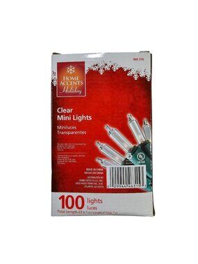 Home Accents 100 Clear Mini String Lights 23ft Green Wire Indoor/Outdoor